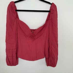 Wilfred Aritzia NWT Novella Square Neck sweatheart Rosy Red Blouse woman’s large